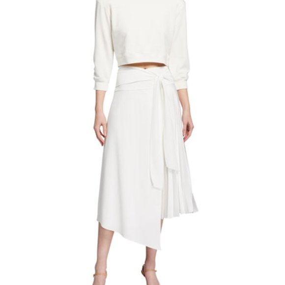 Alice + Olivia Dresses & Skirts - Alice + Olivia Zabana Wrap-Effect Pleated Satin Midi Skirt